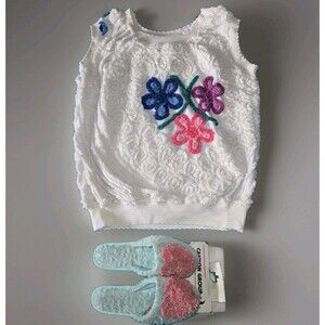 Vintage Damze Chenille Tank Top XL + Canyon Group Slippers L NWT Made in USA